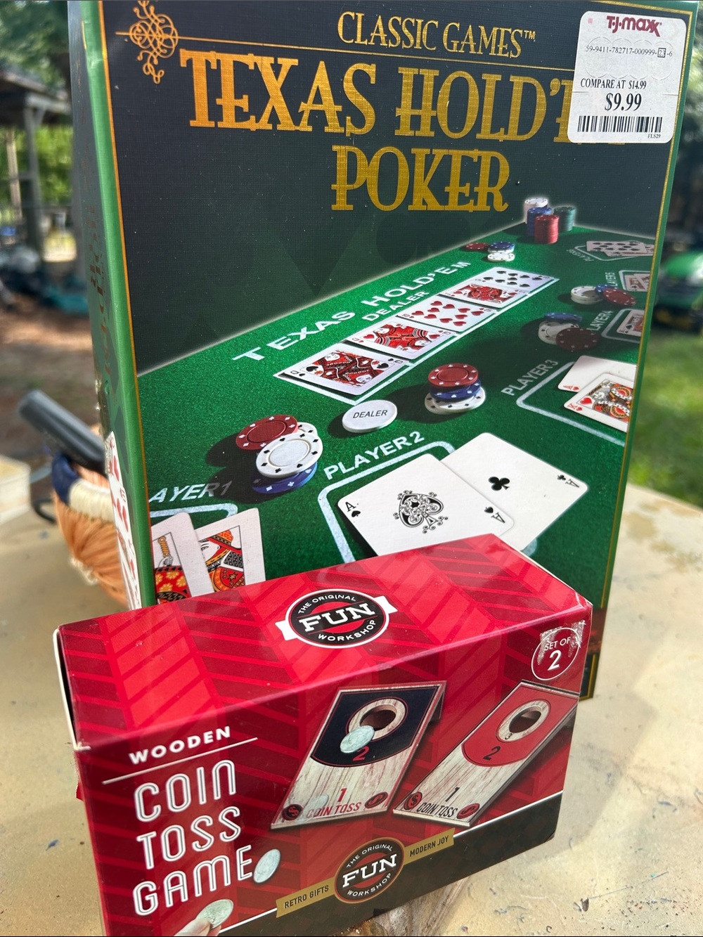 Texas Hold'em Poker Set AND Coin Toss Boxed Game NEW IN BOX LOT OF GAMES